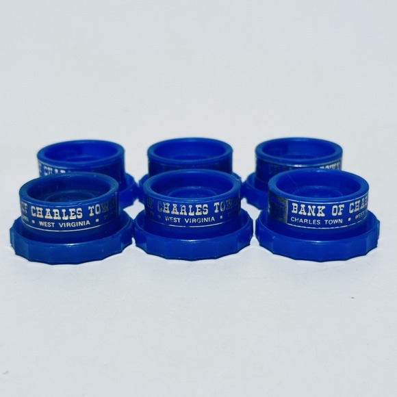 (6) 2-1 Versa Bottle Caps Snap On Screw On Lids Blue w Bank Branding - Picture 5 of 9